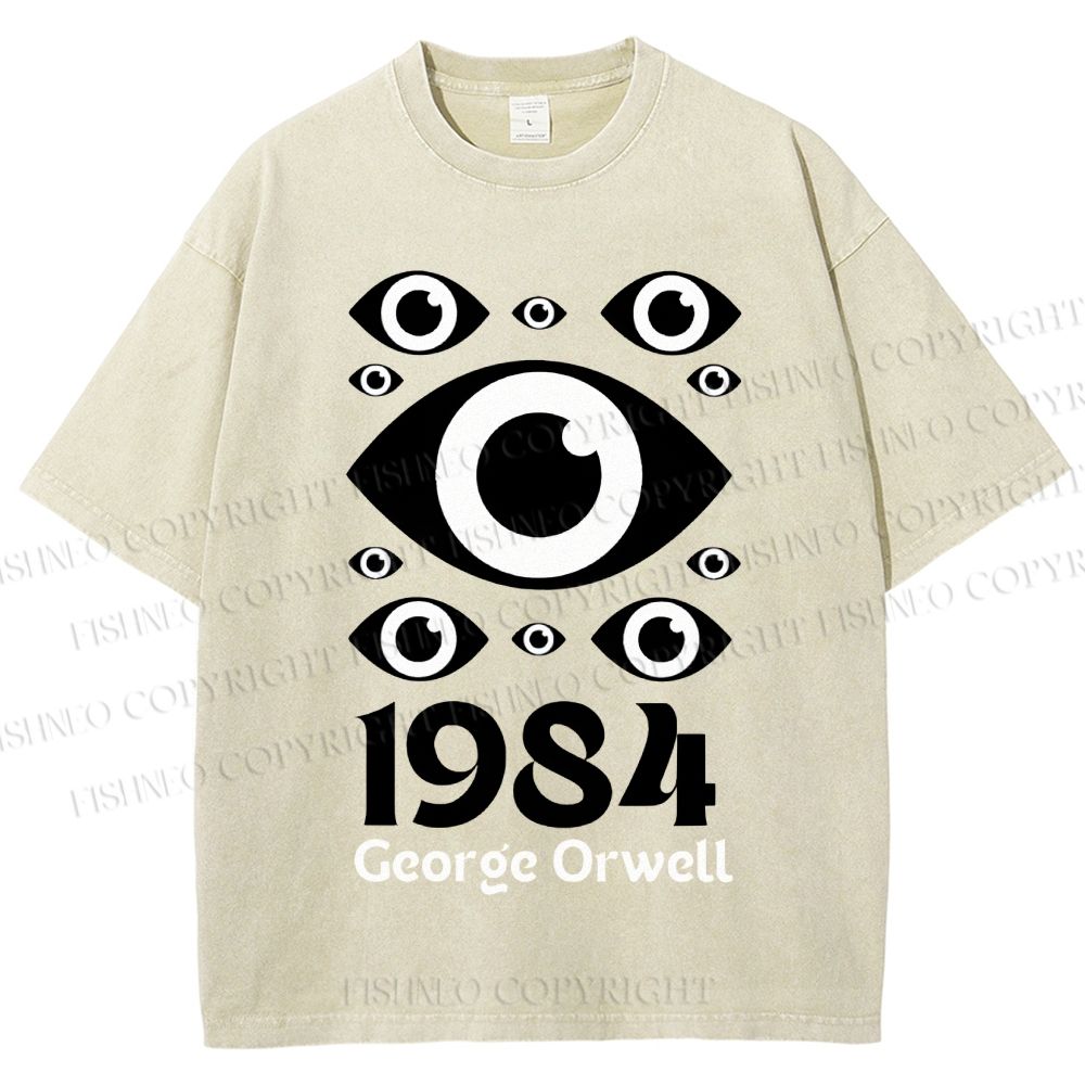 Unisex Artistic Geometric Eyes Printed Washed Tee