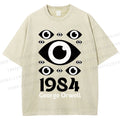Unisex Artistic Geometric Eyes Printed Washed Tee