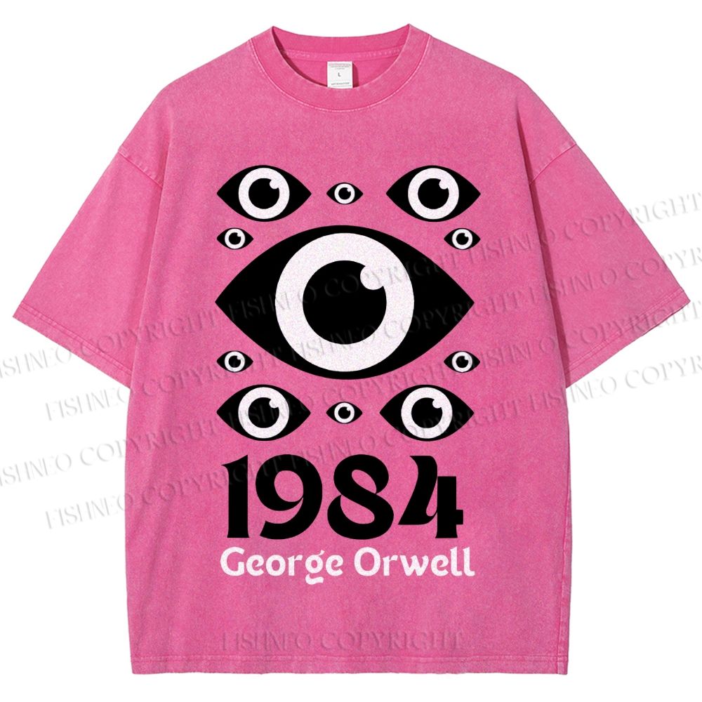Unisex Artistic Geometric Eyes Printed Washed Tee