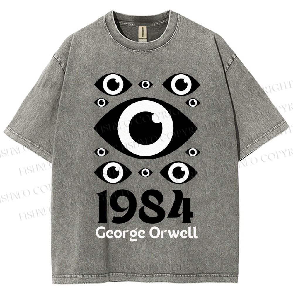 Unisex Artistic Geometric Eyes Printed Washed Tee