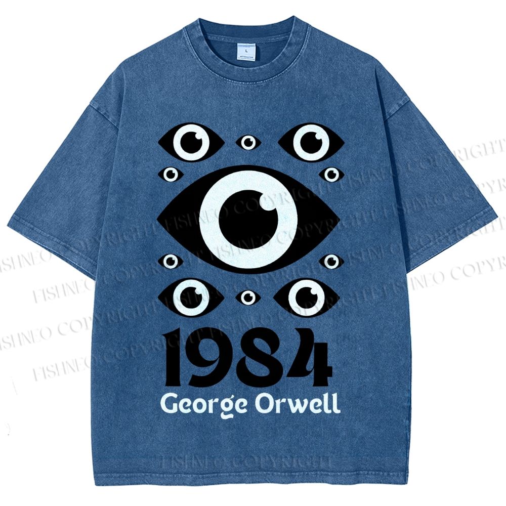 Unisex Artistic Geometric Eyes Printed Washed Tee