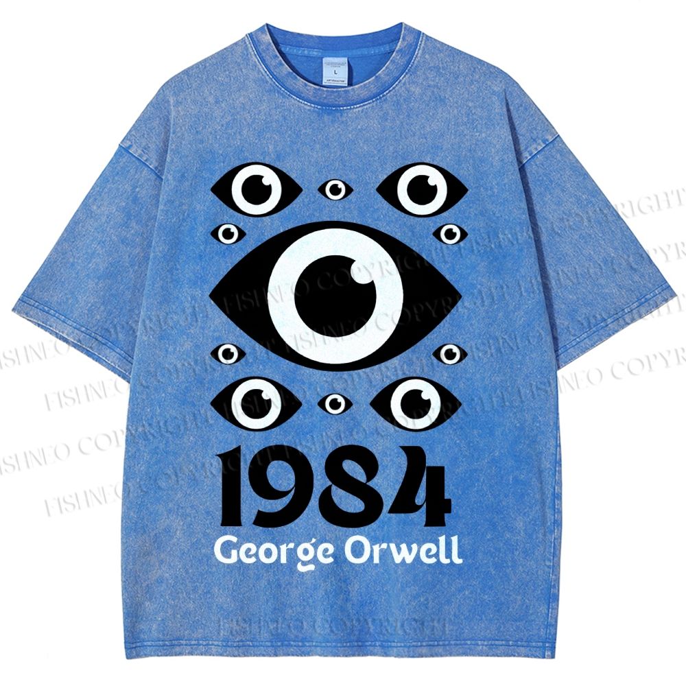 Unisex Artistic Geometric Eyes Printed Washed Tee