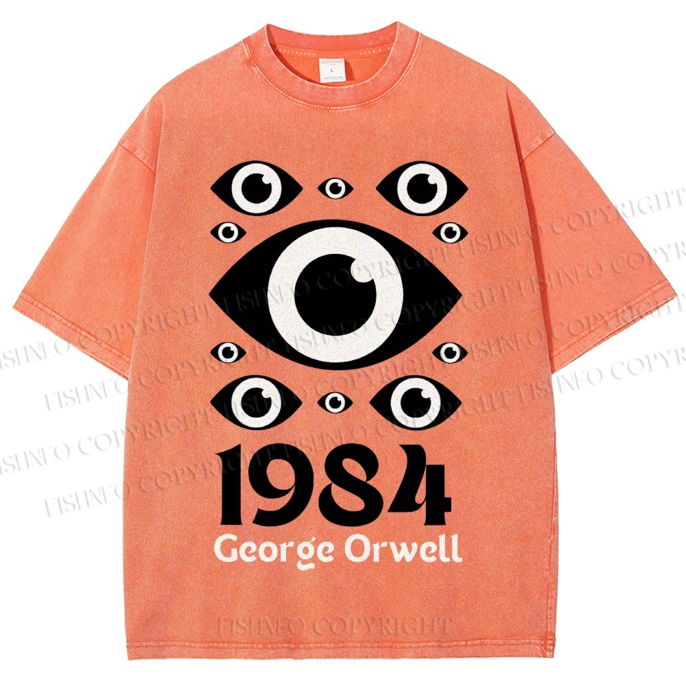 Unisex Artistic Geometric Eyes Printed Washed Tee