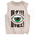 Unisex Eye Gaze Printed Washed Tank Top