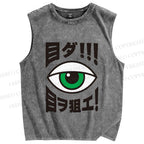 Unisex Eye Gaze Printed Washed Tank Top