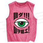 Unisex Eye Gaze Printed Washed Tank Top