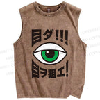 Unisex Eye Gaze Printed Washed Tank Top