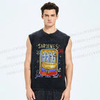 Unisex Canned Sardines Printed Washed Tank Top