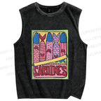 Unisex Canned Sardines Printed Washed Tank Top