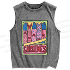 Unisex Canned Sardines Printed Washed Tank Top