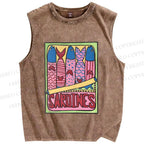 Unisex Canned Sardines Printed Washed Tank Top