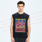 Unisex Canned Sardines Printed Washed Tank Top