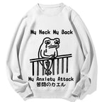 Melancholy frog Japanese my neck my back my anxiety attack Cotton Sweatshirt