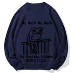 Melancholy frog Japanese my neck my back my anxiety attack Cotton Sweatshirt