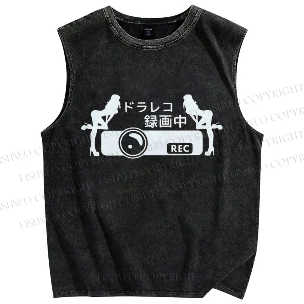 Unisex Video Printed Washed Tank Top