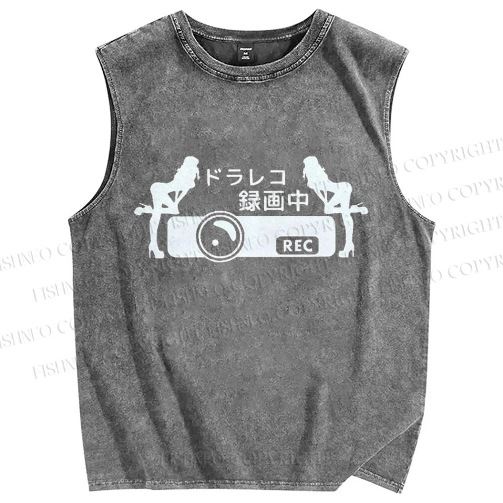 Unisex Video Printed Washed Tank Top