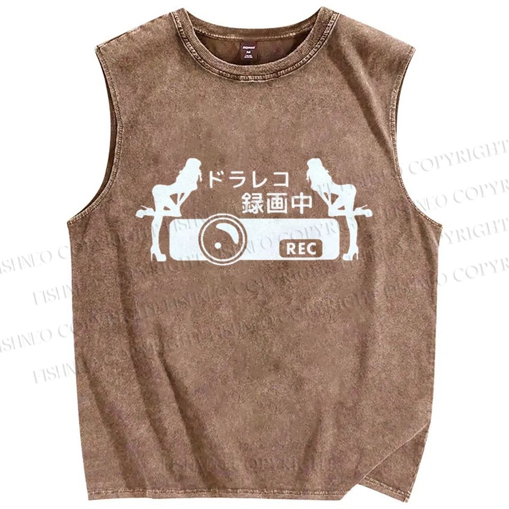 Unisex Video Printed Washed Tank Top