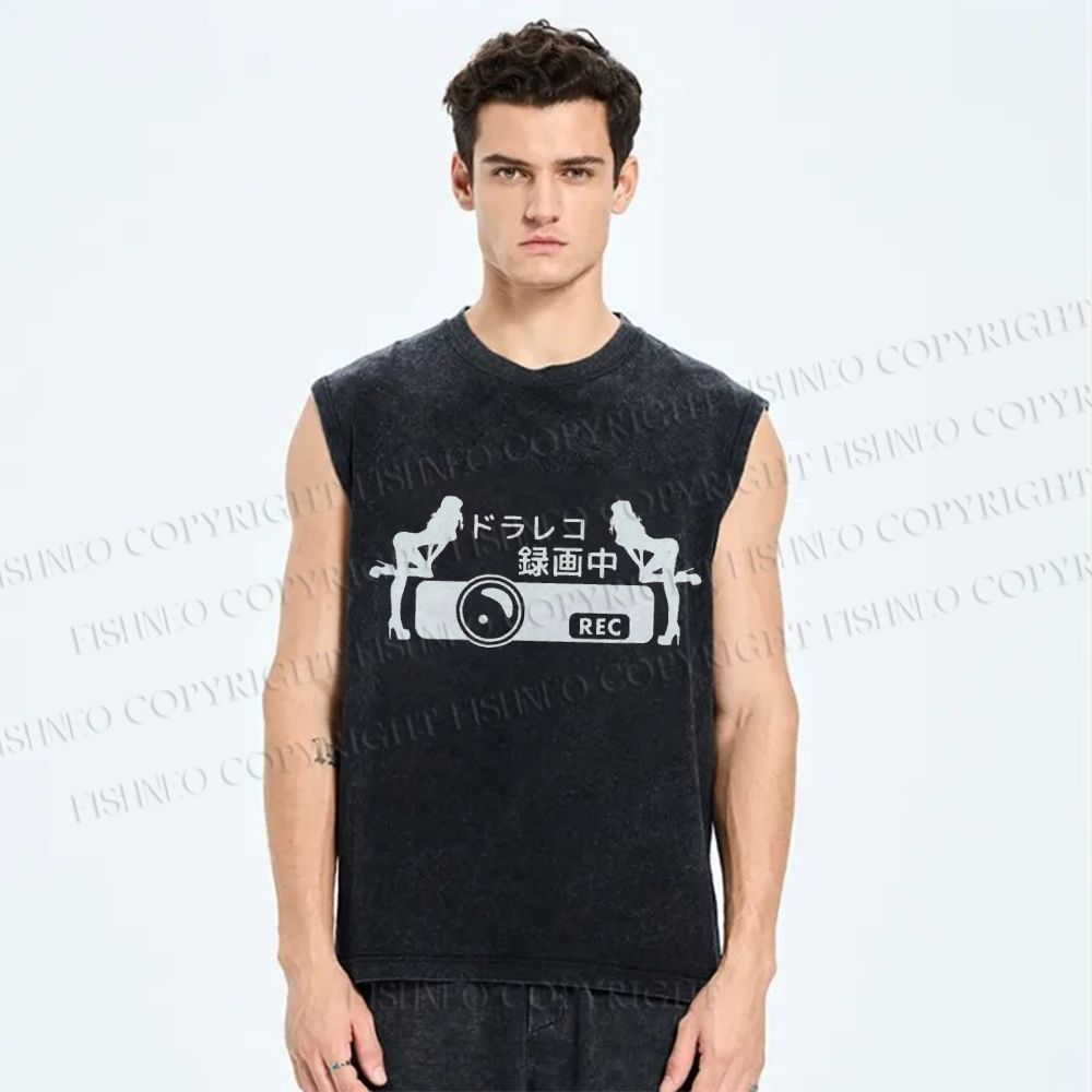 Unisex Video Printed Washed Tank Top