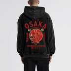 Osaka Dotonbori Drunken Octopus Vintage Washed Cotton Back Art Hoodie