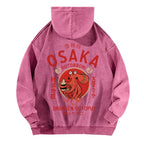 Osaka Dotonbori Drunken Octopus Vintage Washed Cotton Back Art Hoodie