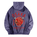 Osaka Dotonbori Drunken Octopus Vintage Washed Cotton Back Art Hoodie