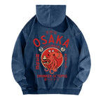 Osaka Dotonbori Drunken Octopus Vintage Washed Cotton Back Art Hoodie