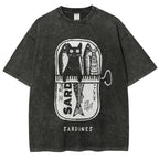 Cat Hiding In A Sardine Can Vintage Washed T-shirt