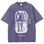 Cat Hiding In A Sardine Can Vintage Washed T-shirt