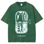Cat Hiding In A Sardine Can Vintage Washed T-shirt