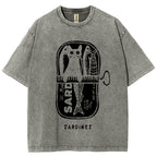 Cat Hiding In A Sardine Can Vintage Washed T-shirt