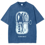 Cat Hiding In A Sardine Can Vintage Washed T-shirt