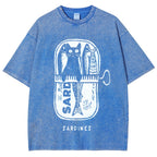 Cat Hiding In A Sardine Can Vintage Washed T-shirt