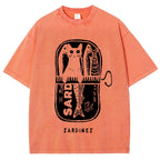 Cat Hiding In A Sardine Can Vintage Washed T-shirt