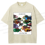 Unisex So Many Fish So Little Time Cat Printed Washed Tee