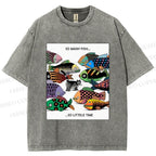 Unisex So Many Fish So Little Time Cat Printed Washed Tee