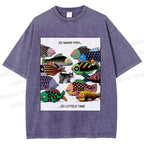 Unisex So Many Fish So Little Time Cat Printed Washed Tee