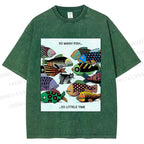 Unisex So Many Fish So Little Time Cat Printed Washed Tee