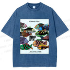 Unisex So Many Fish So Little Time Cat Printed Washed Tee