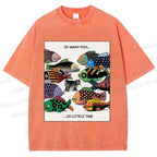 Unisex So Many Fish So Little Time Cat Printed Washed Tee