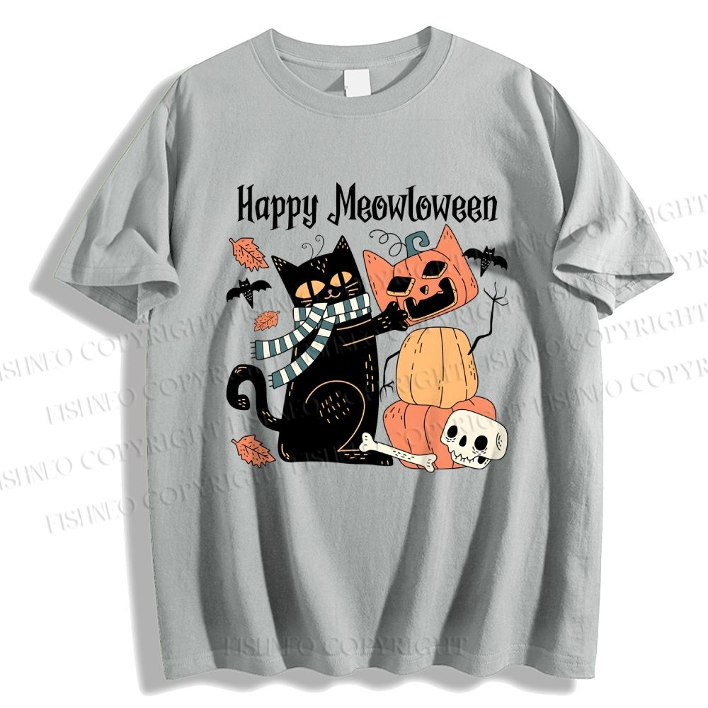 Unisex Halloween Cat Classic Cotton T-shirt