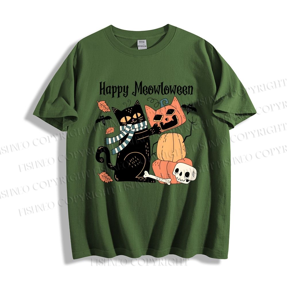 Unisex Halloween Cat Classic Cotton T-shirt