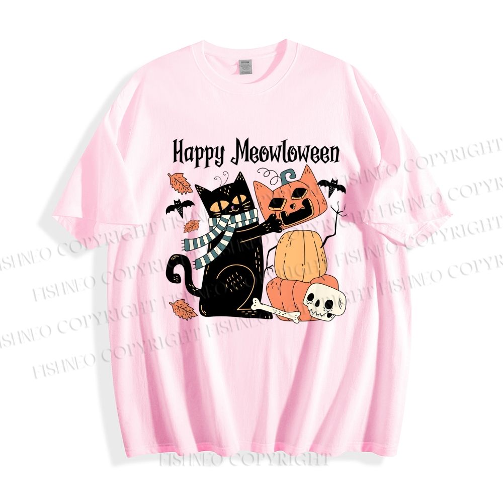 Unisex Halloween Cat Classic Cotton T-shirt