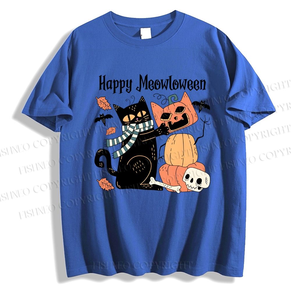 Unisex Halloween Cat Classic Cotton T-shirt