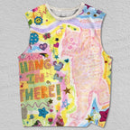 Unisex Fluffy Cat Hang In There Printed Tank Top
