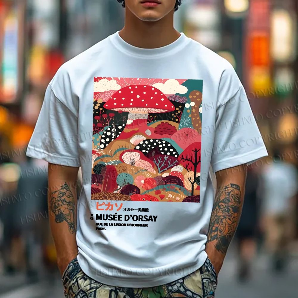Unisex Japanese Yayoi Kusama Mushroom Classic Cotton T-shirt
