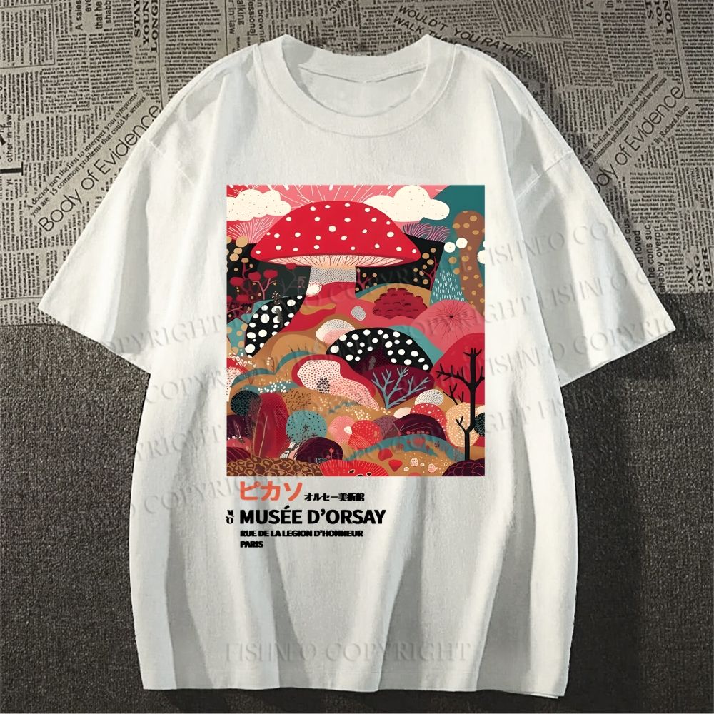 Unisex Japanese Yayoi Kusama Mushroom Classic Cotton T-shirt