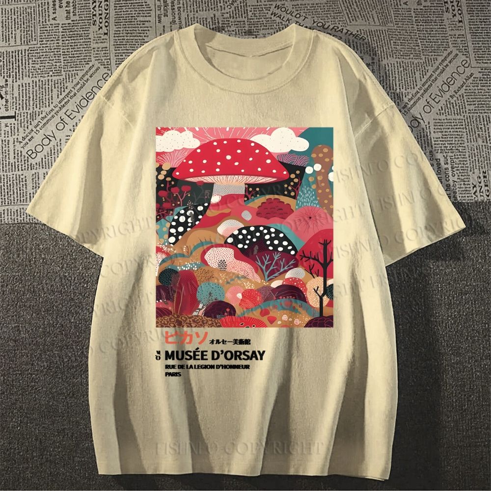 Unisex Japanese Yayoi Kusama Mushroom Classic Cotton T-shirt
