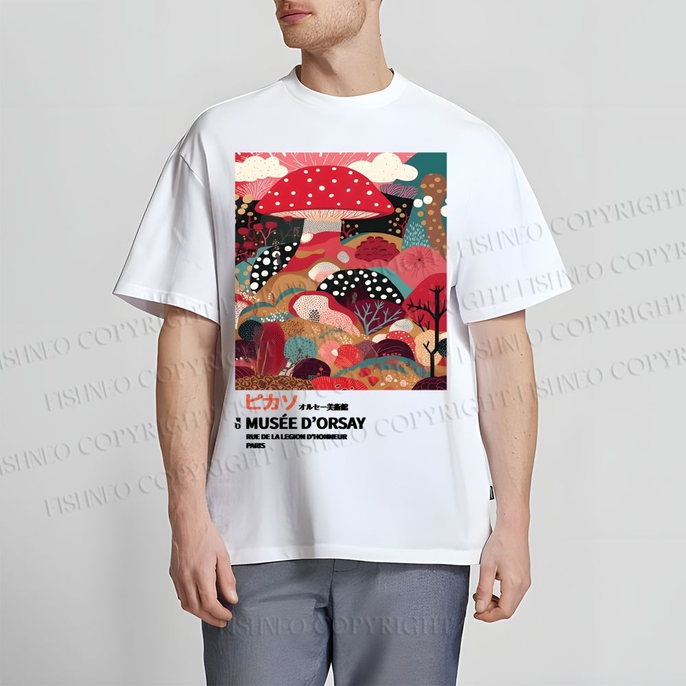 Unisex Japanese Yayoi Kusama Mushroom Classic Cotton T-shirt