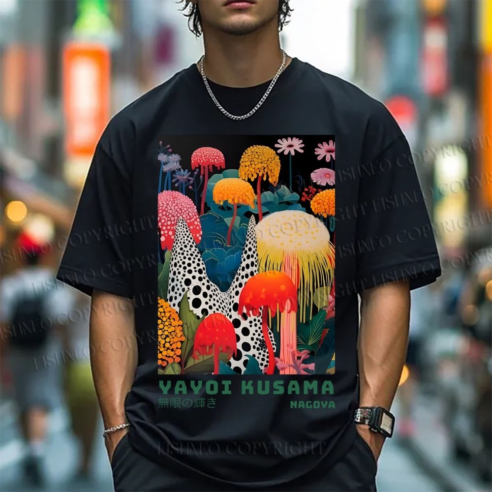 Unisex Yayoi Kusama Mushrooms Classic Cotton T-shirt