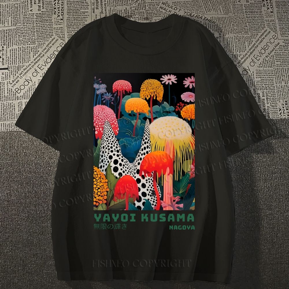 Unisex Yayoi Kusama Mushrooms Classic Cotton T-shirt
